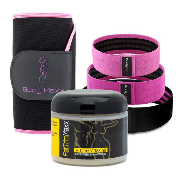 body maxx waist slimmer and fat burning cream kit & booty fitness bands maxx kit butt exercising bands
